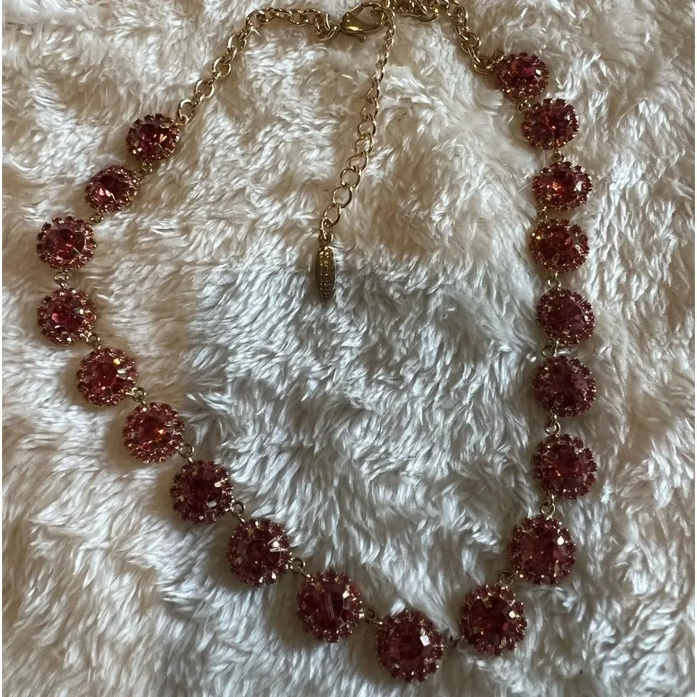 NEW NATASHA Red Crystals Necklace Lobster Clasp